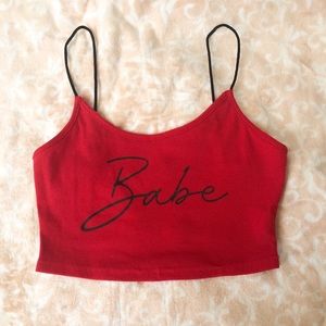 RED “BABE” CROP TOP